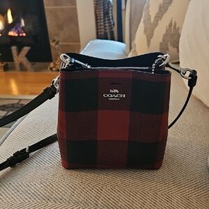 Coach Buffalo Check Crossbody Bag in Red and Black